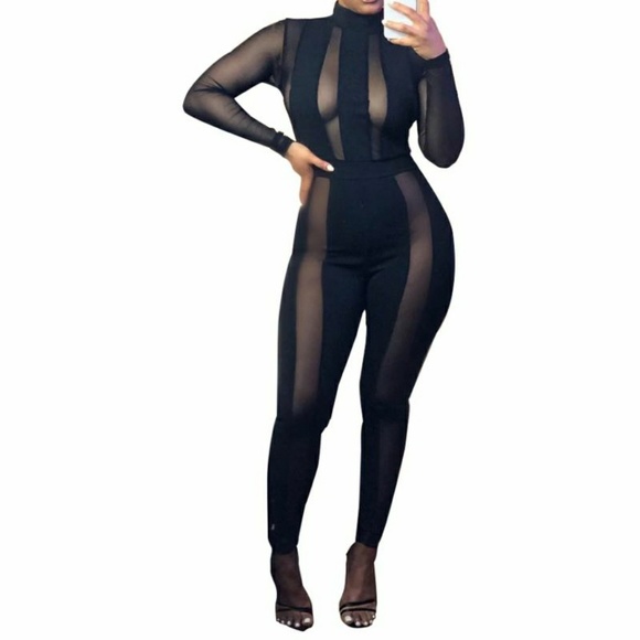 Sexy 1 pc Partial See through Catsuit😸 - Picture 1 of 4